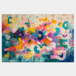 Handri 16 Abstraction with dynamic pastel composition and energetic shapes.