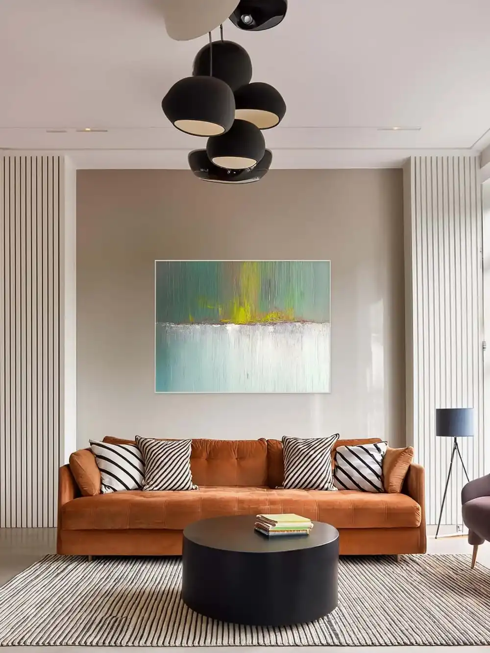 JARNÍ OZVĚNA - ABSTRAKTNÍ OBRAZ (AAA 166) 3 Obraz abstraktní v zelenobílé barvě působí klidně a organicky díky vertikálním tahům.