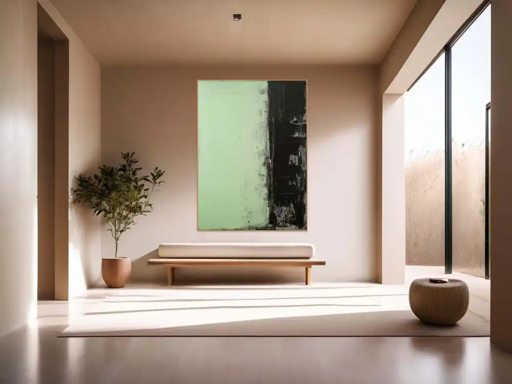 ZELENÝ STÍN - ABSTRAKTNÍ OBRAZ (AAA 170) 3 The abstract green-black image creates a strong contrast between the green and black areas.