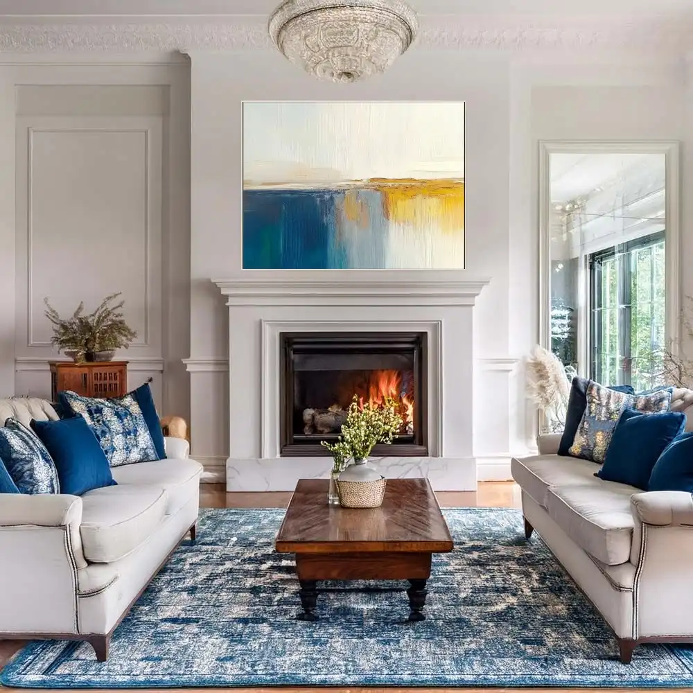 MODRÉ HLUBINY - ABSTRAKTNÍ OBRAZ (BAA 166) 3 Abstrakte Wandbilder in warmen und kühlen Farben bilden eine harmonische Komposition.