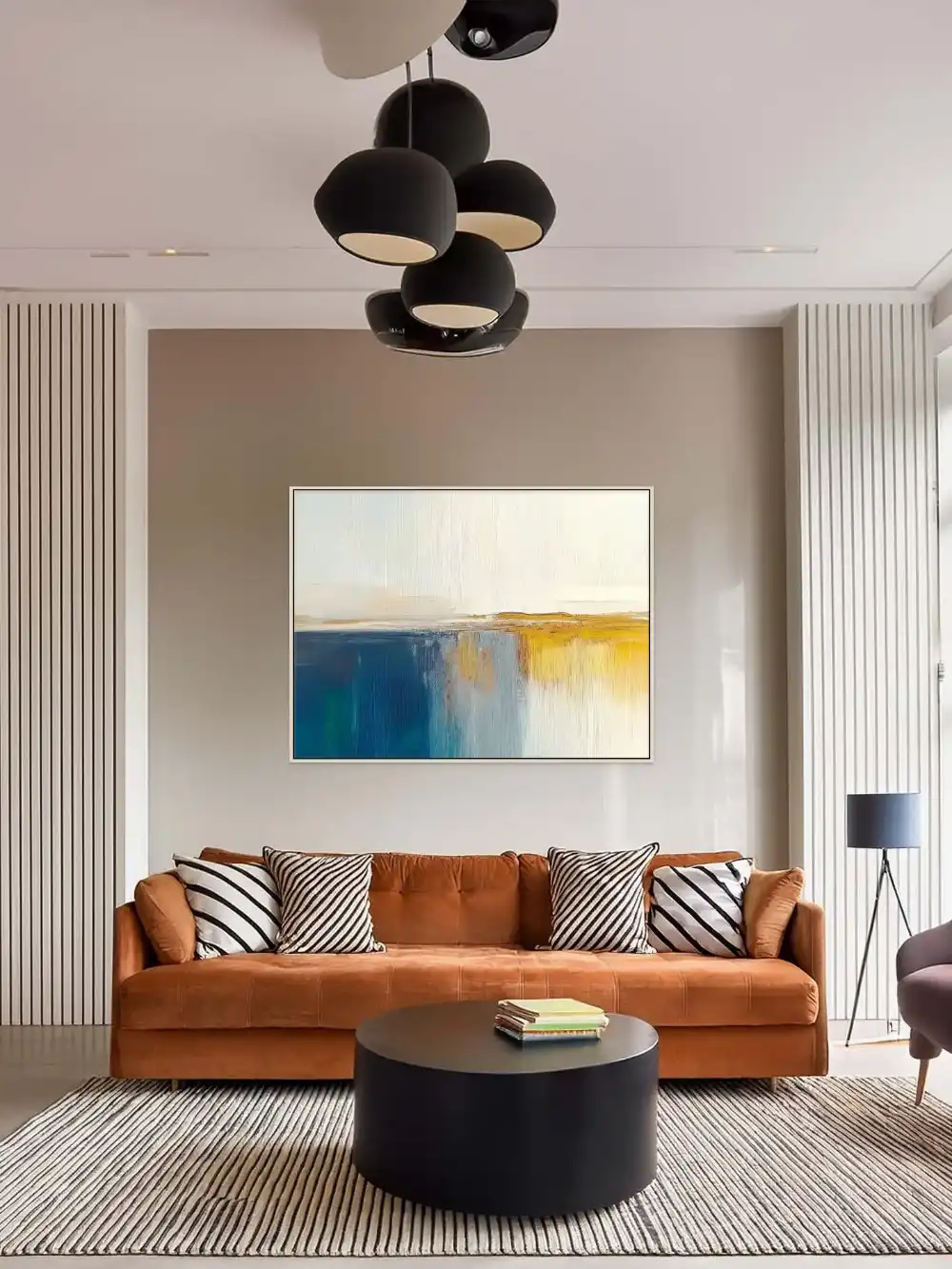 MODRÉ HLUBINY - ABSTRAKTNÍ OBRAZ (BAA 166) 4 Abstrakte Wandbilder in warmen und kühlen Farben bilden eine harmonische Komposition.