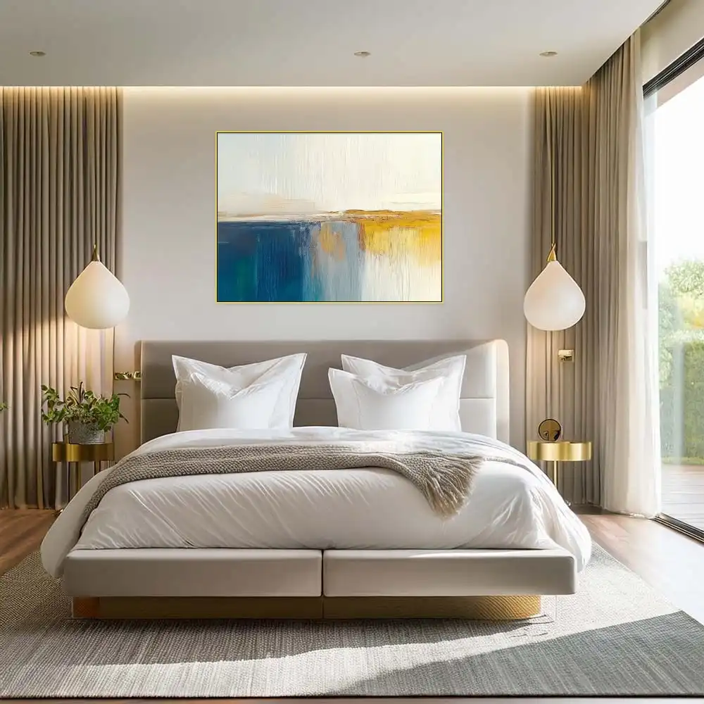 MODRÉ HLUBINY - ABSTRAKTNÍ OBRAZ (BAA 166) 5 Abstrakte Wandbilder in warmen und kühlen Farben bilden eine harmonische Komposition.