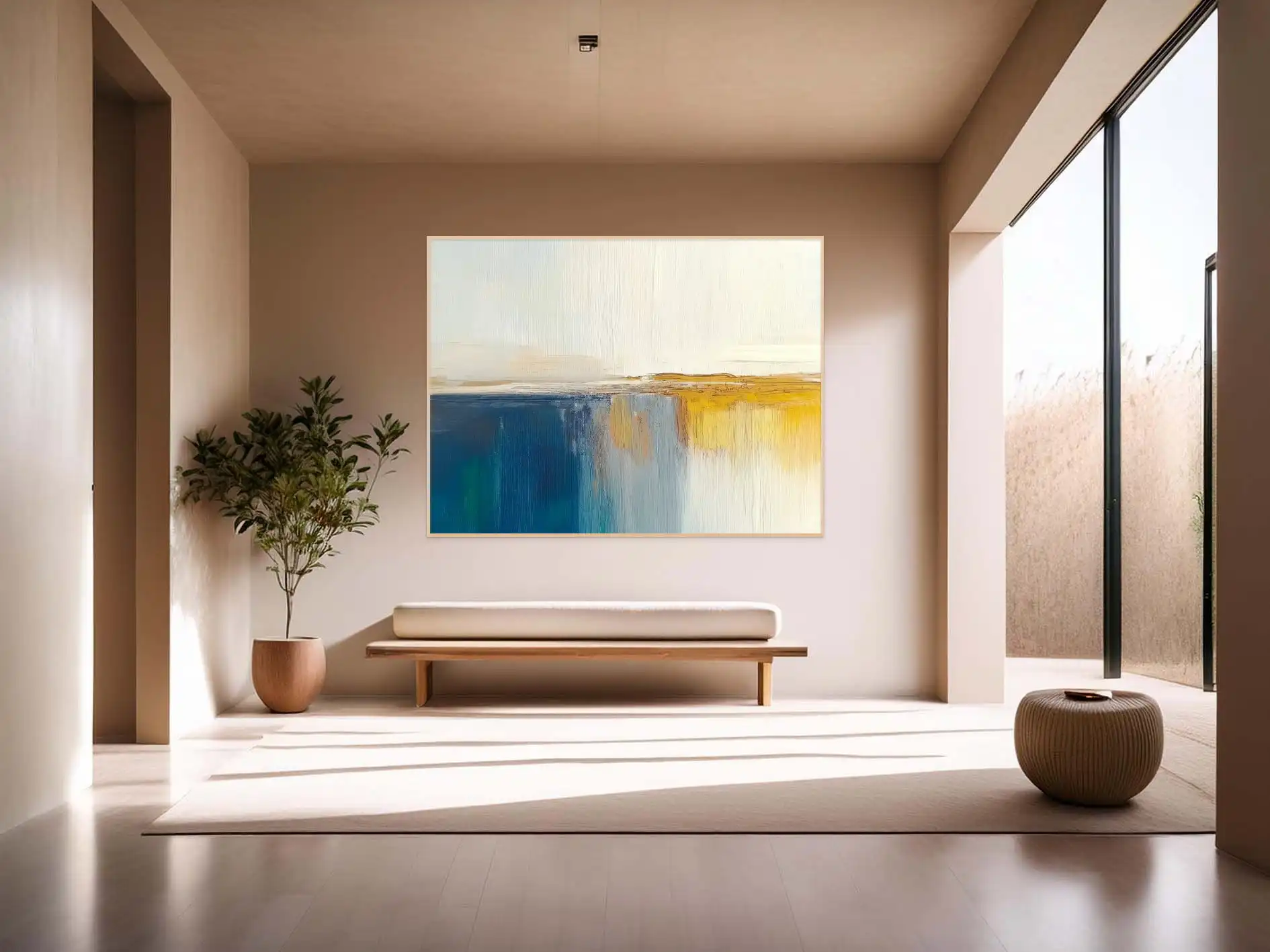 MODRÉ HLUBINY - ABSTRAKTNÍ OBRAZ (BAA 166) 6 Abstrakte Wandbilder in warmen und kühlen Farben bilden eine harmonische Komposition.