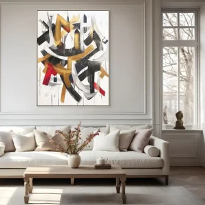 This expressive abstract painting painted with energetic strokes is dynamic and original.