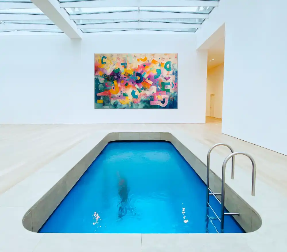 ABSTRACT ALPHABET - ABSTRACT IMAGE (EAA 118) 10 An abstract painting full of pastel tones and playful geometric composition.