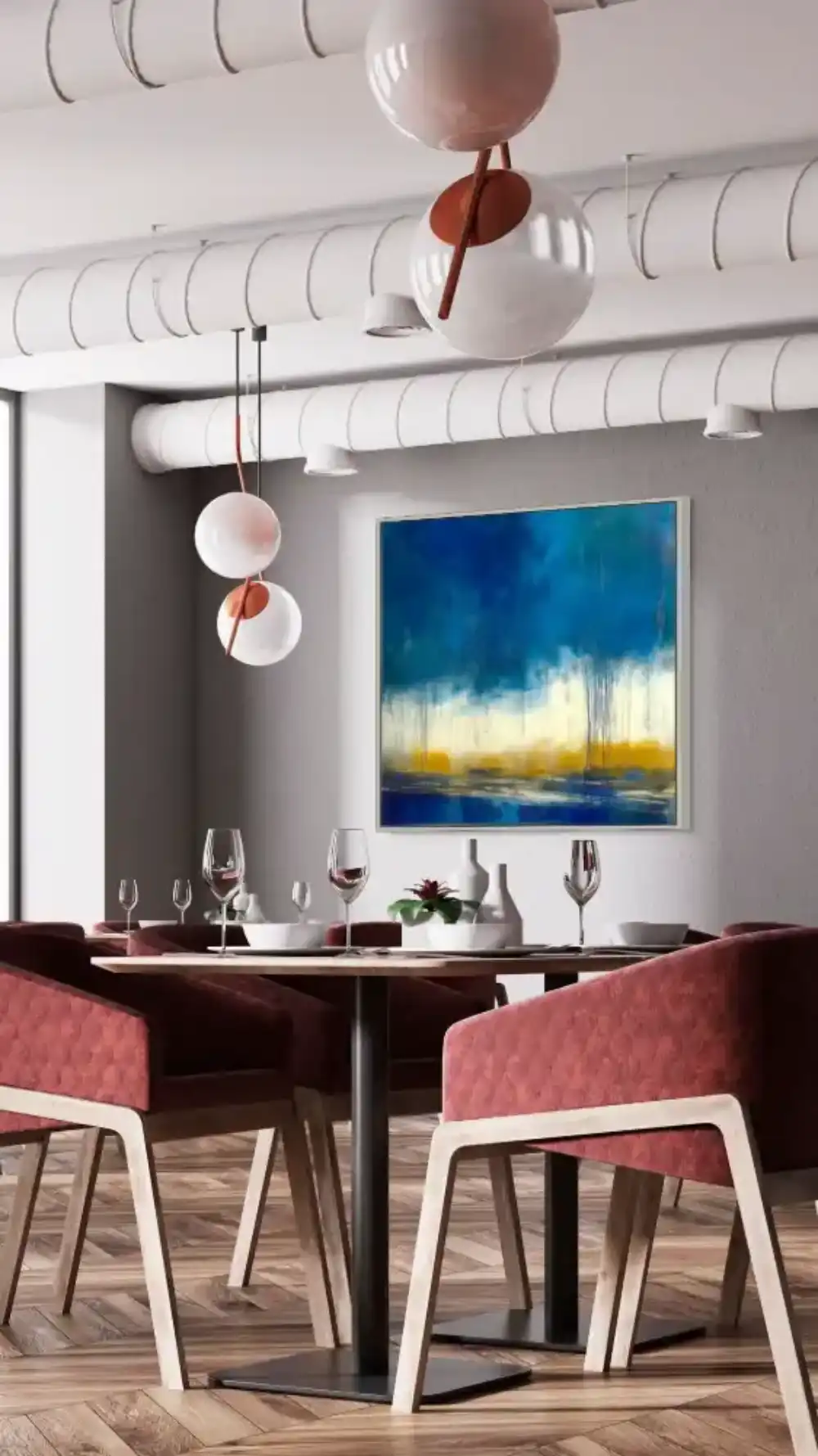 ATLANTIS - ABSTRAKTNÍ OBRAZ (EAA 146) 3 Abstraktní obraz s modrobílou krajinou zachycuje dramatičnost a hloubku pomocí sytých barev.