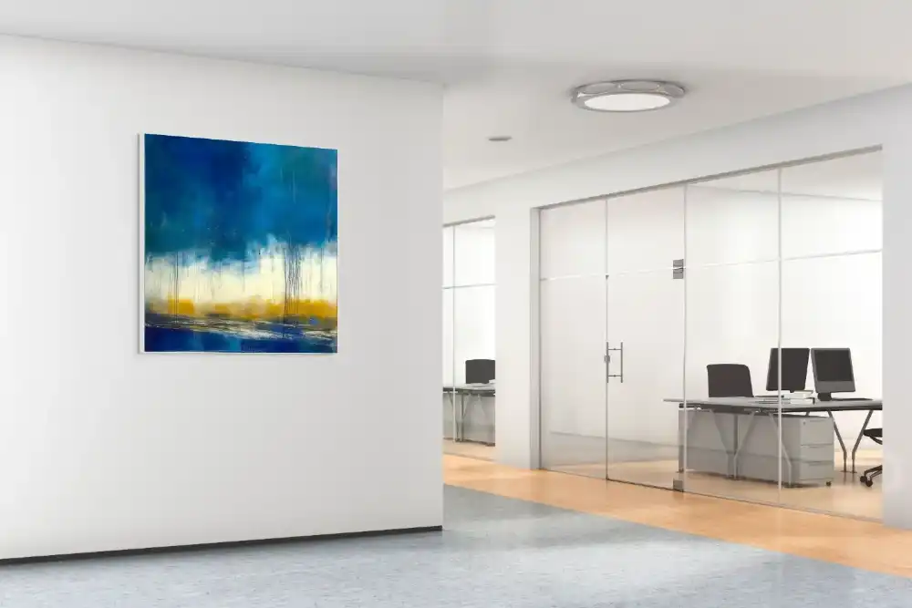 ATLANTIS - ABSTRAKTNÍ OBRAZ (EAA 146) 6 Abstraktní obraz s modrobílou krajinou zachycuje dramatičnost a hloubku pomocí sytých barev.