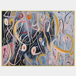 Abstraktní obraz fantazie a myšlenek zobrazený pomocí dynamických linií a barevných akcentů