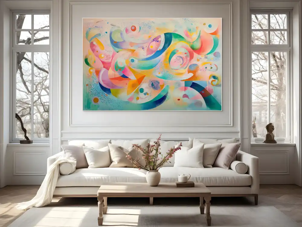 COLOURED GALAXY - ABSTRACT PAINTING (GAA 118) 6 An abstract painting with a soft pastel composition and graceful curves.