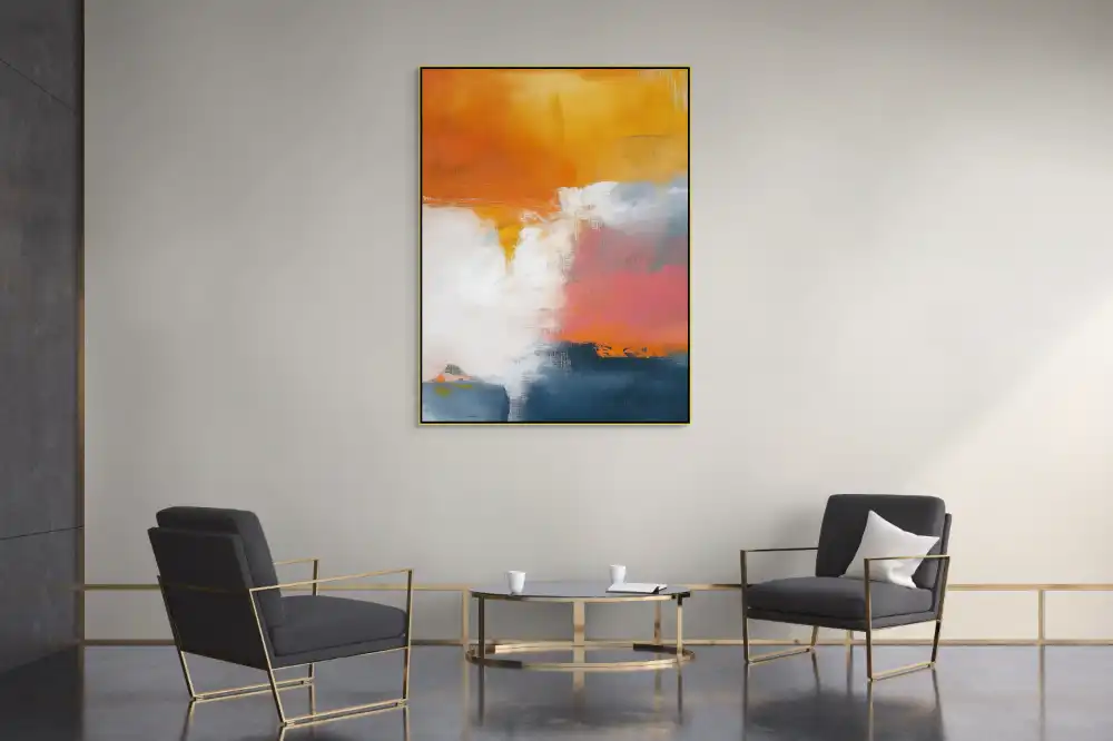 BAREVNÝ STŘET - ABSTRAKTNÍ OBRAZ (GAA 152) 5 Abstract orange image with dynamic colours and textures.