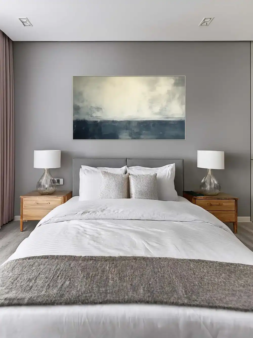 HORIZONT - ABSTRAKTNÍ OBRAZ (IAA 169) 3 An abstract painting with tranquility and harmony, it uses soft blue and beige tones to create a relaxed atmosphere.