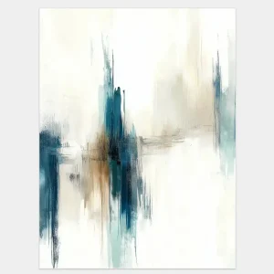 The abstract image with vertical composition creates a strong visual impression thanks to the blue and beige strokes.