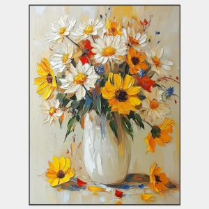 A painting of flowers created by realistic painting with rich textures and vivid colours