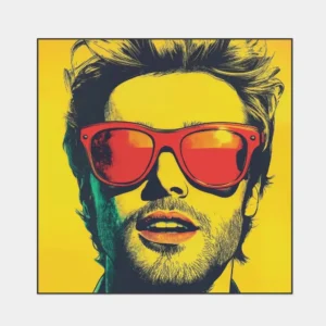 Pop art obraz muže s červenými slunečními brýlemi