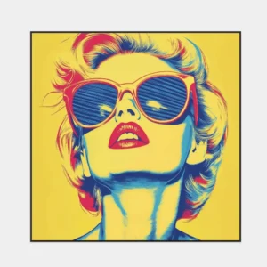 Pop art obraz ženy s červenými brýlemi