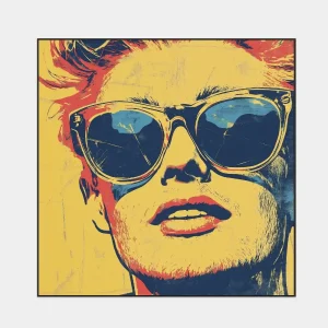 Pop art image of a man with sunglasses in retro style with bold color scheme