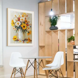 A painting of flowers created by realistic painting with rich textures and vivid colours