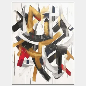 This expressive abstract painting painted with energetic strokes is dynamic and original.