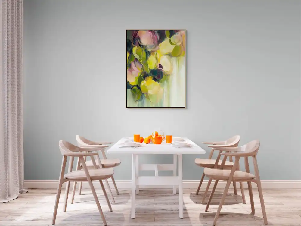 SVĚTELNÁ ZAHRADA - ABSTRAKTNÍ OBRAZ (AAA 191) 10 Abstraktní obraz květin na plátně s jemnou hrou světla a barev
