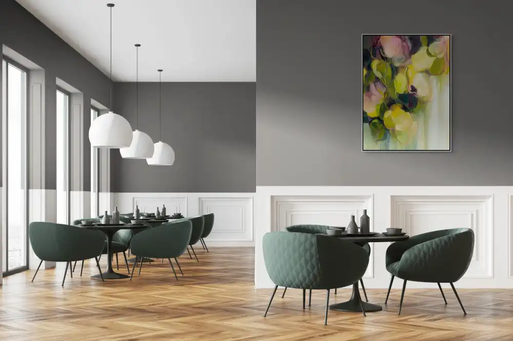 SVĚTELNÁ ZAHRADA - ABSTRAKTNÍ OBRAZ (AAA 191) 5 Abstraktní obraz květin na plátně s jemnou hrou světla a barev