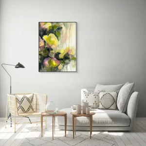 Abstraktion mit Blumen in einem anmutigen Farbrhythmus