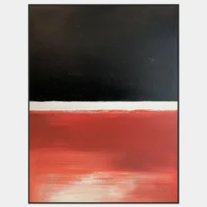 Minimalistický obraz v černočervené barvě s bílým horizontem