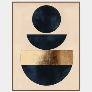 Minimalist painting with geometric composition of semicircles