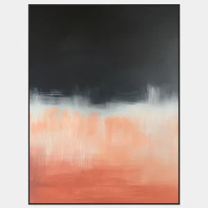 Minimalistický obraz s jemným přechodem černé, bílé a cihlové barvy