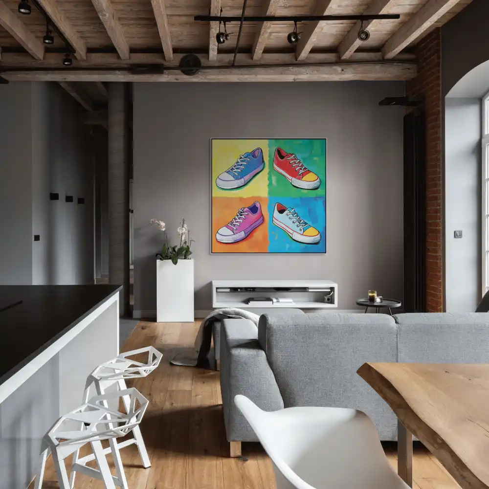 POP ART TENISKY - POP ART OBRAZ (DPA 810) 2 Pop art obraz s teniskami na barevném pozadí
