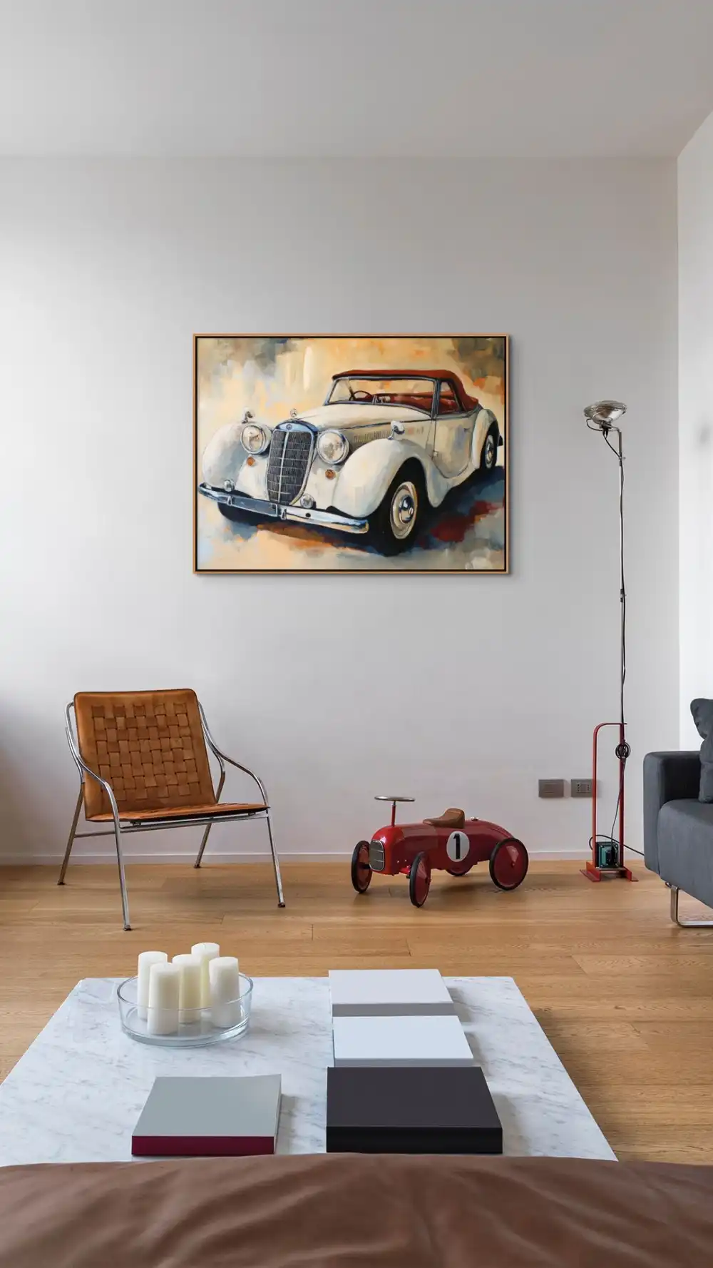 BÍLÝ KABRIOLET - REALISTICKÝ OBRAZ (FRA 620) 8 Obraz auta Mercedes v bílé barvě