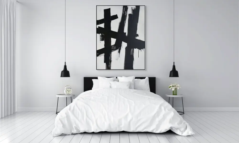 CROSSING OF FORCES - ABSTRACT IMAGE (AAA 102) 8 Abstract paintings in black and white with expressive strokes on white background in modern style