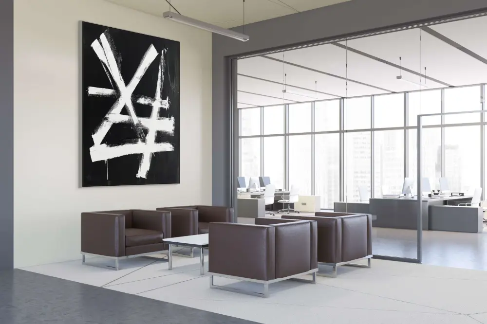 SYMBOLS OF THE NIGHT - ABSTRACT PAINTING (AAA 103) 6 Gestural painting with strong white strokes on black background in expressive style