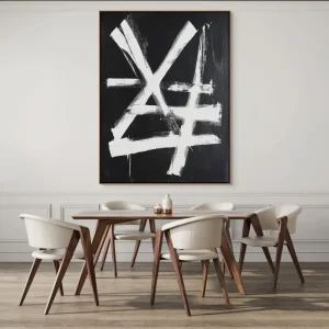 Handri 13 Gestural painting with strong white strokes on black background in expressive style