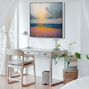 artonline - modern paintings for living room with soft landscape, light and texture of sea and sky