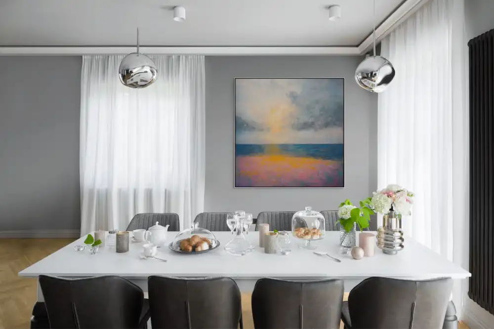 MOŘE V ZÁŘI - ABSTRAKTNÍ OBRAZ (AAA 108) 4 artonline - modern paintings for living room with soft landscape, light and texture of sea and sky