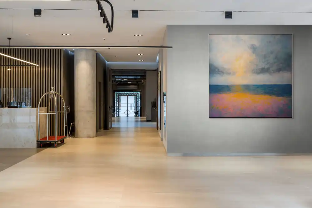 MOŘE V ZÁŘI - ABSTRAKTNÍ OBRAZ (AAA 108) 5 artonline - modern paintings for living room with soft landscape, light and texture of sea and sky