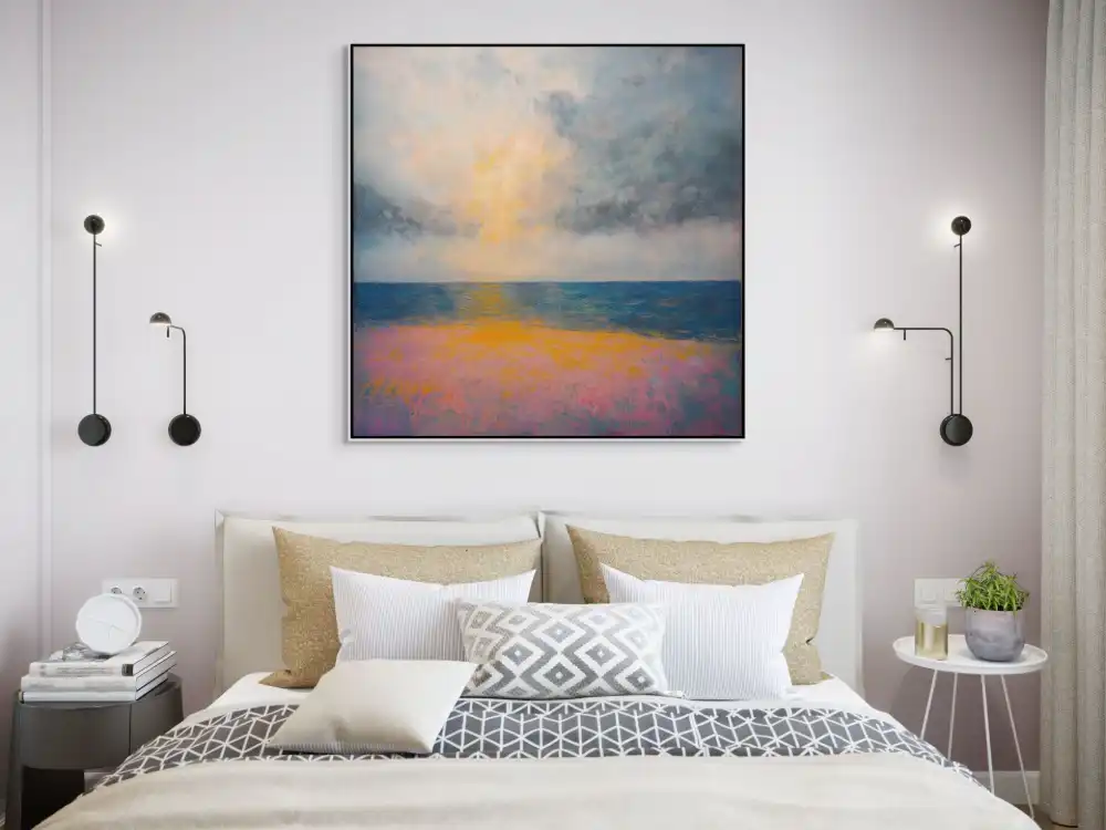 MOŘE V ZÁŘI - ABSTRAKTNÍ OBRAZ (AAA 108) 8 artonline - modern paintings for living room with soft landscape, light and texture of sea and sky