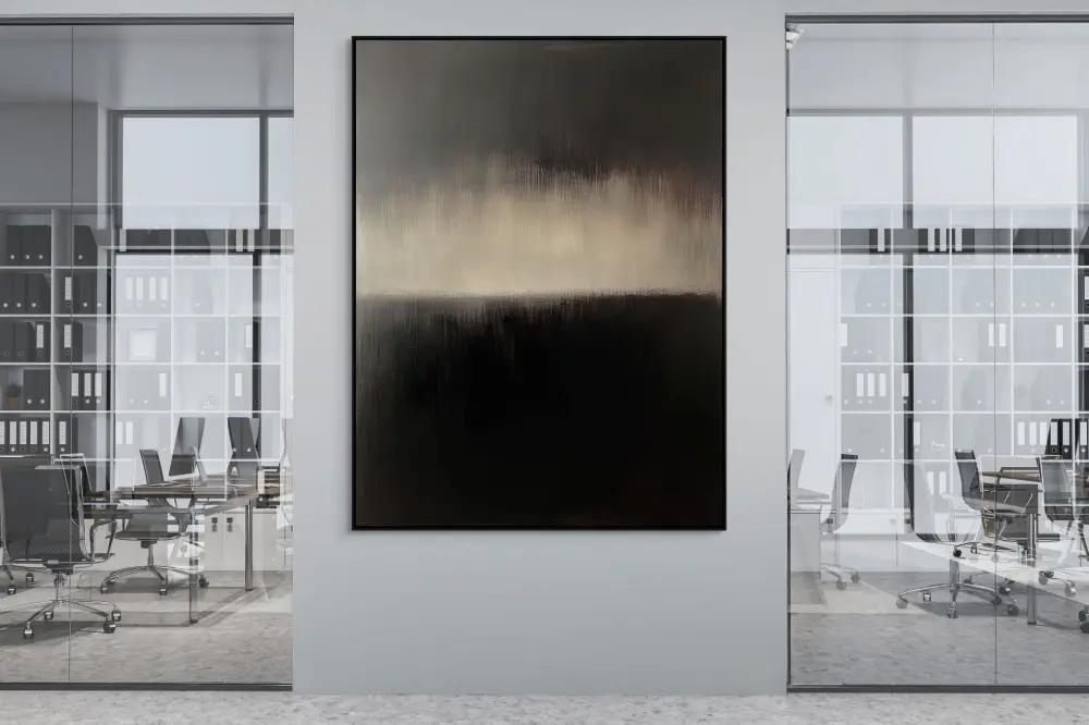 NOČNÍ HORIZONT - ABSTRAKTNÍ OBRAZ (AAA 113) 8 Monochrome image with vertical structure in dark grey and black tones