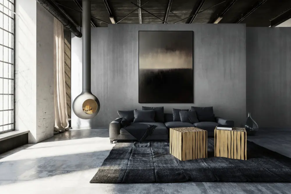 NOČNÍ HORIZONT - ABSTRAKTNÍ OBRAZ (AAA 113) 9 Monochrome image with vertical structure in dark grey and black tones