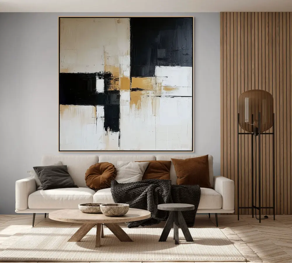SCHWARZ-WEISS-ABGLEICH - ABSTRAKTES BILD (AAA 119) 6 artonline - Gemälde für das Büro mit moderner abstrakter Struktur in kontrastreichen Farben
