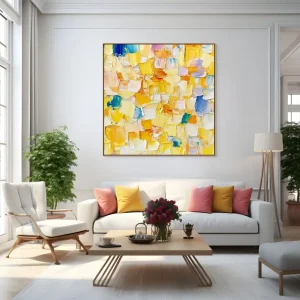 artonline - bedroom paintings with a joyful abstract structure and fine spatula painting