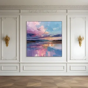 Colourful composition with pastel sky and harmonious shades of pink and blue