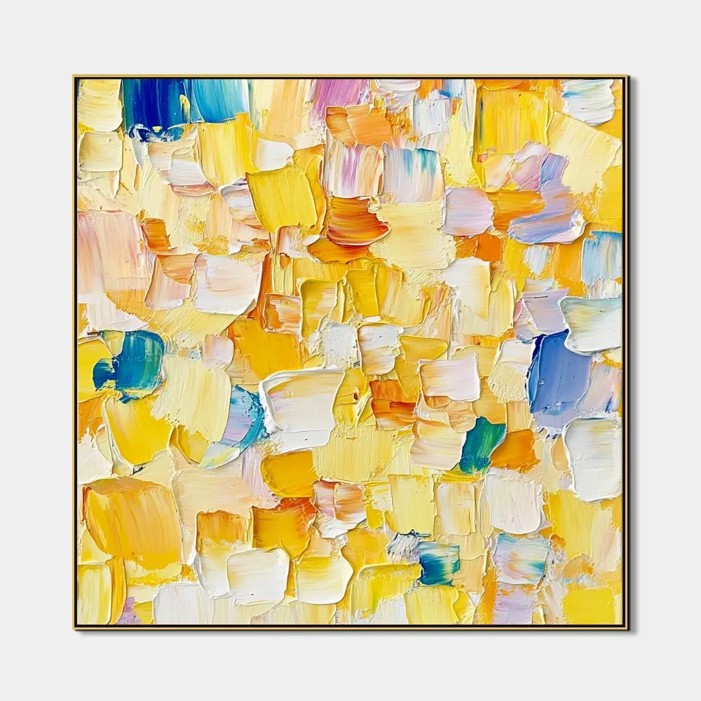 MOZAIKA SLUNEČNÍCH ODSTÍNŮ - ABSTRAKTNÍ OBRAZ (AAA 122) 1 artonline - bedroom paintings with a joyful abstract structure and fine spatula painting