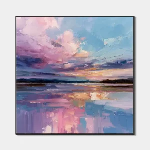 Colourful composition with pastel sky and harmonious shades of pink and blue