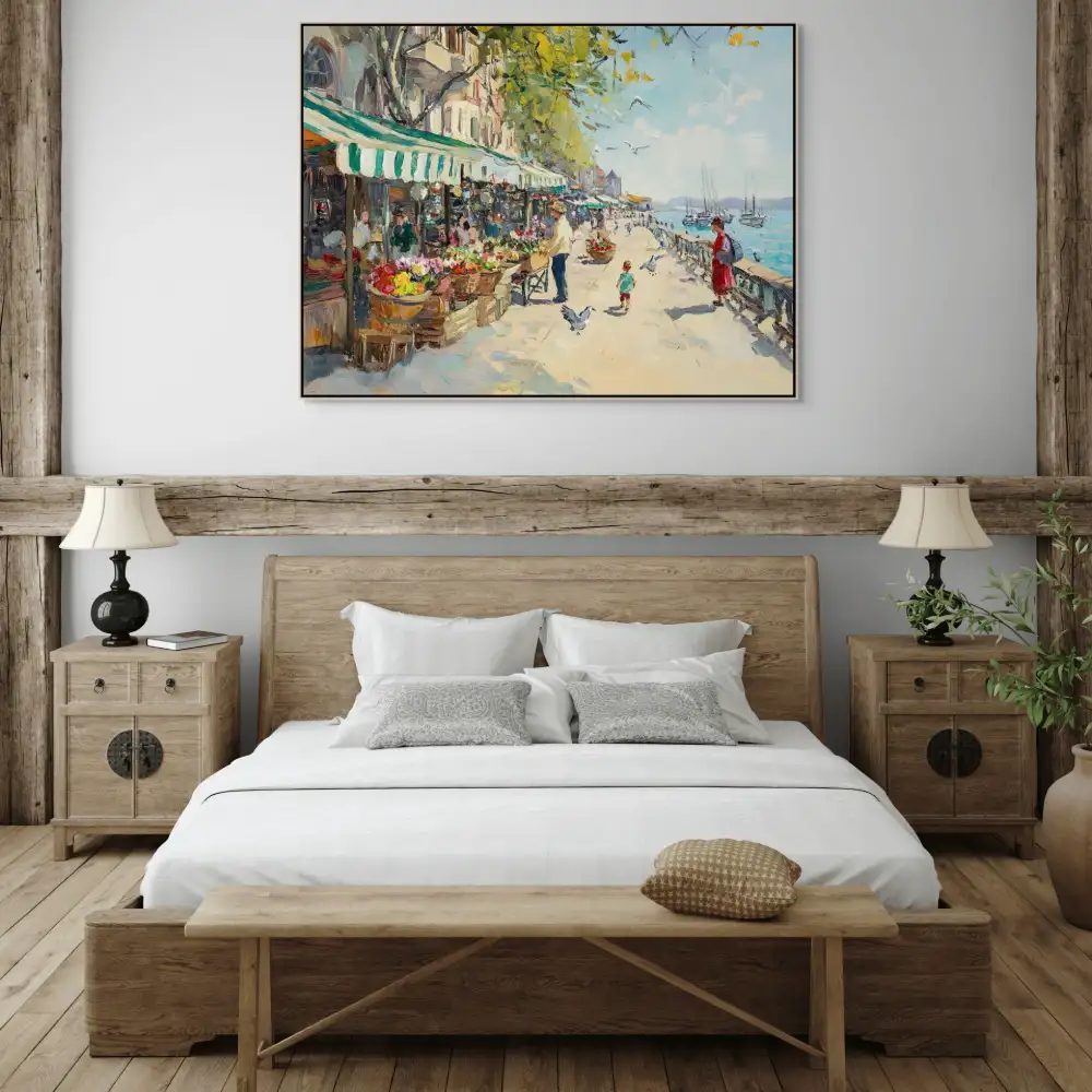 WALK ALONG THE COAST - IMPRESSIONISTIC PAINTING (CIA 314) 2 Paintings on canvas with an impressionistic promenade full of colour and sunlight