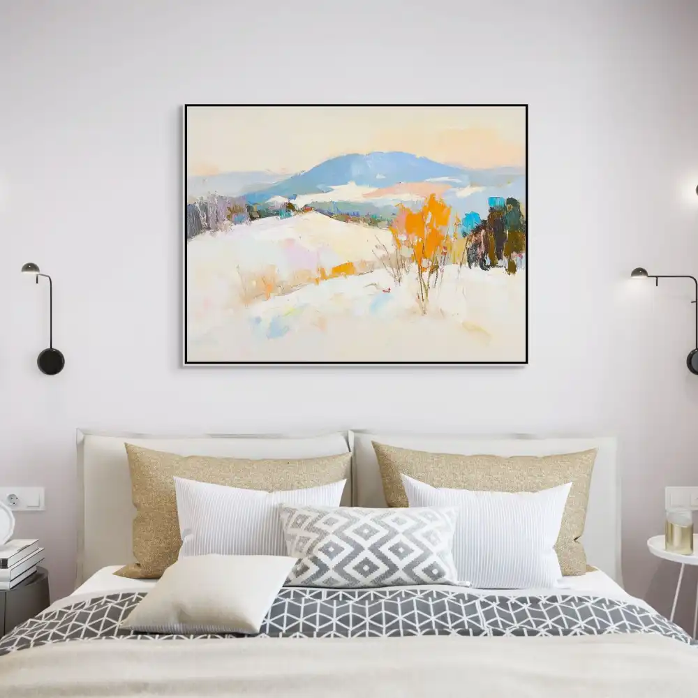 KONTRASTY ZIMY - IMPRESIONISTICKÝ OBRAZ (CIA 315) 2 Painted landscape images with winter scenery and mountains