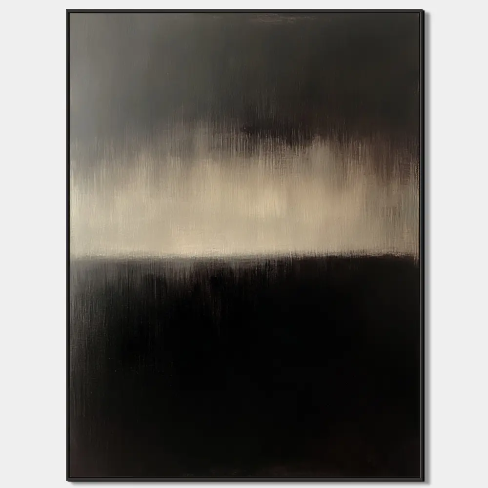 NOČNÍ HORIZONT - ABSTRAKTNÍ OBRAZ (AAA 113) 1 Monochrome image with vertical structure in dark grey and black tones