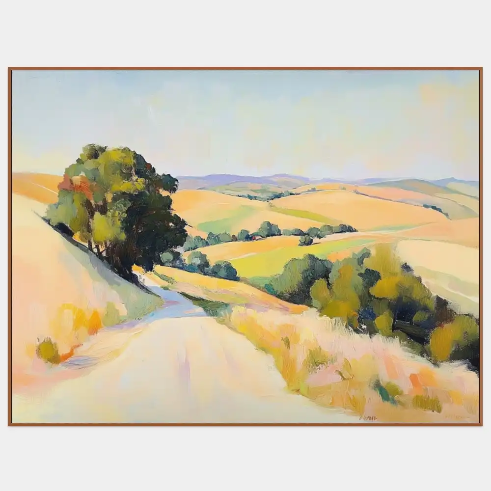 LANDSCAPE OF PEACE - IMPRESSIONISTIC PAINTING (AIA 315) 1 A landscape image with a path between summer fields and trees