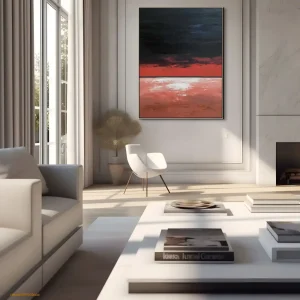 artonline - abstract paintings on canvas with black, red and white composition in dramatic style