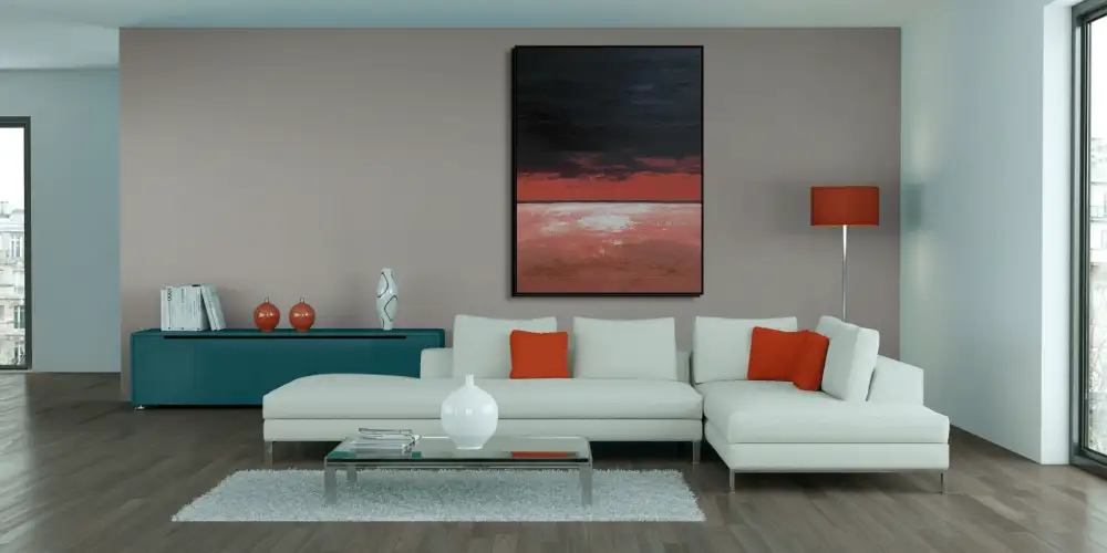 FEUERHORIZONT – ABSTRAKTES BILD (AAA 142) 5 artonline - Abstrakte Gemälde auf Leinwand mit schwarzer, roter und weißer Komposition im dramatischen Stil